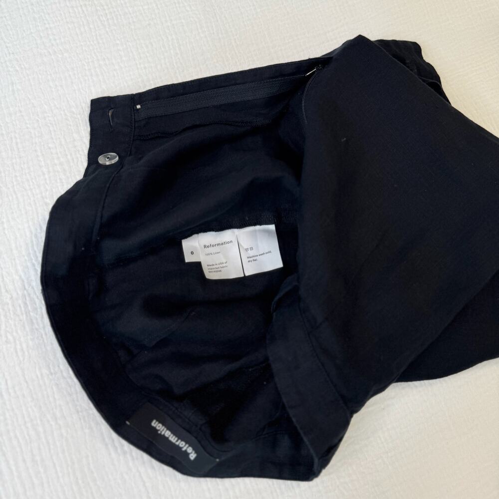 Reformation Black Linen Shorts Women's 0 Minimalist Summer Resort Vacation Euro - Picture 4 of 10